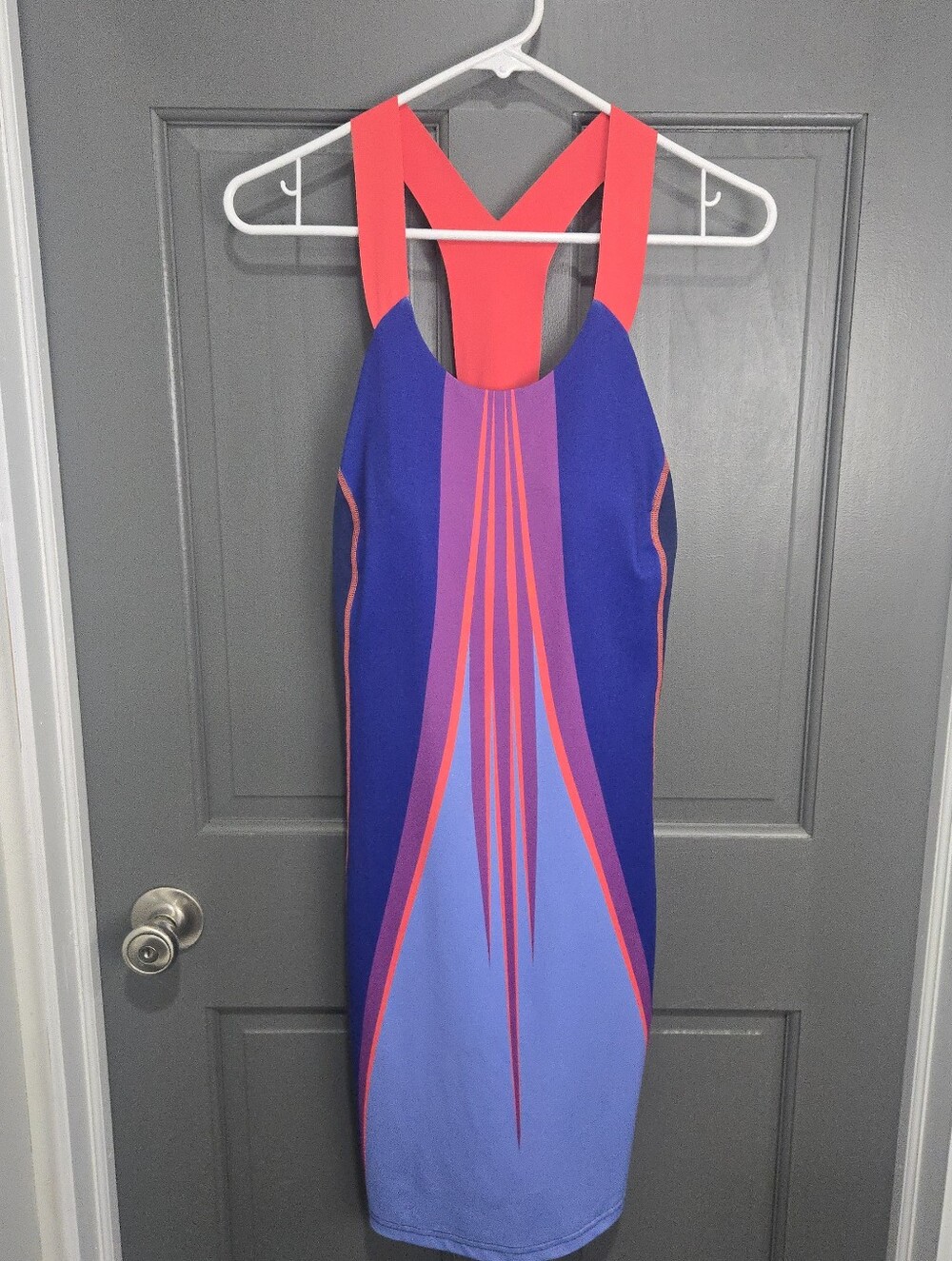 Title Nine Colorblock Racerback Dress in Blue, Purple & Coral